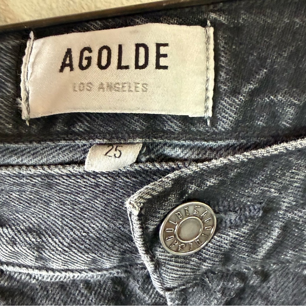 AGOLDE Leif Low Slung Jean Skirt Spider Black Denim Casual Women’s Size 25 - Picture 7 of 14